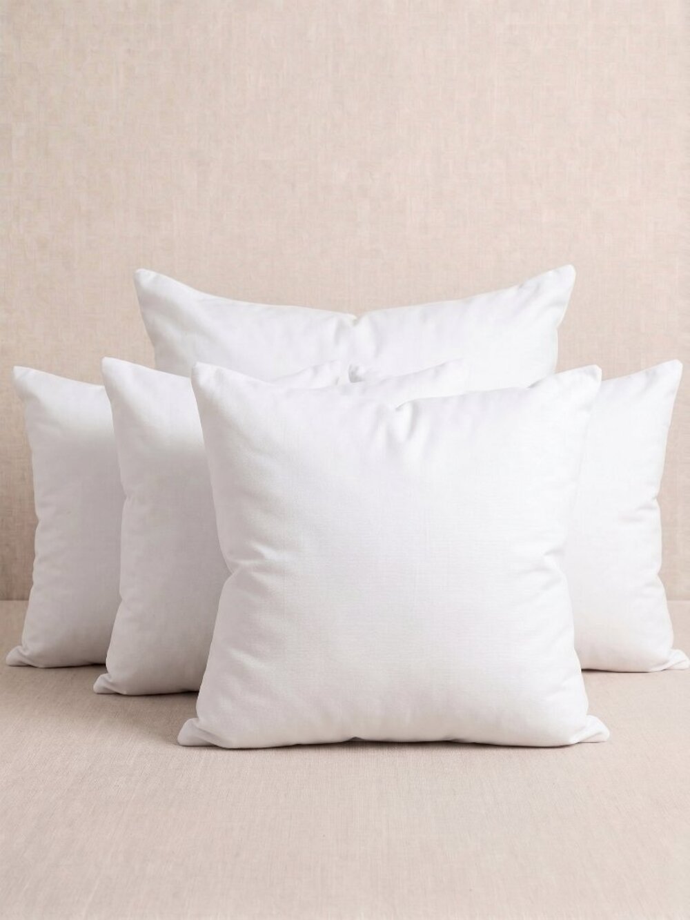 NWOT Set of 5 Crisp White Woven Canvas Decorative Throw Pillow Covers 18"x18"